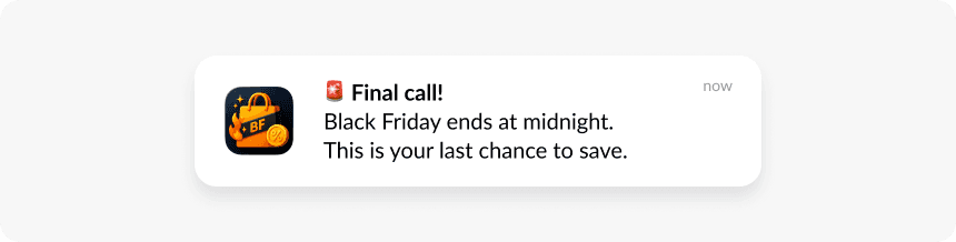 Last chance black friday push notification